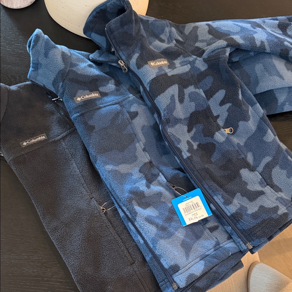 Columbia Kids' Blue and Black Camo Puffer Jacket